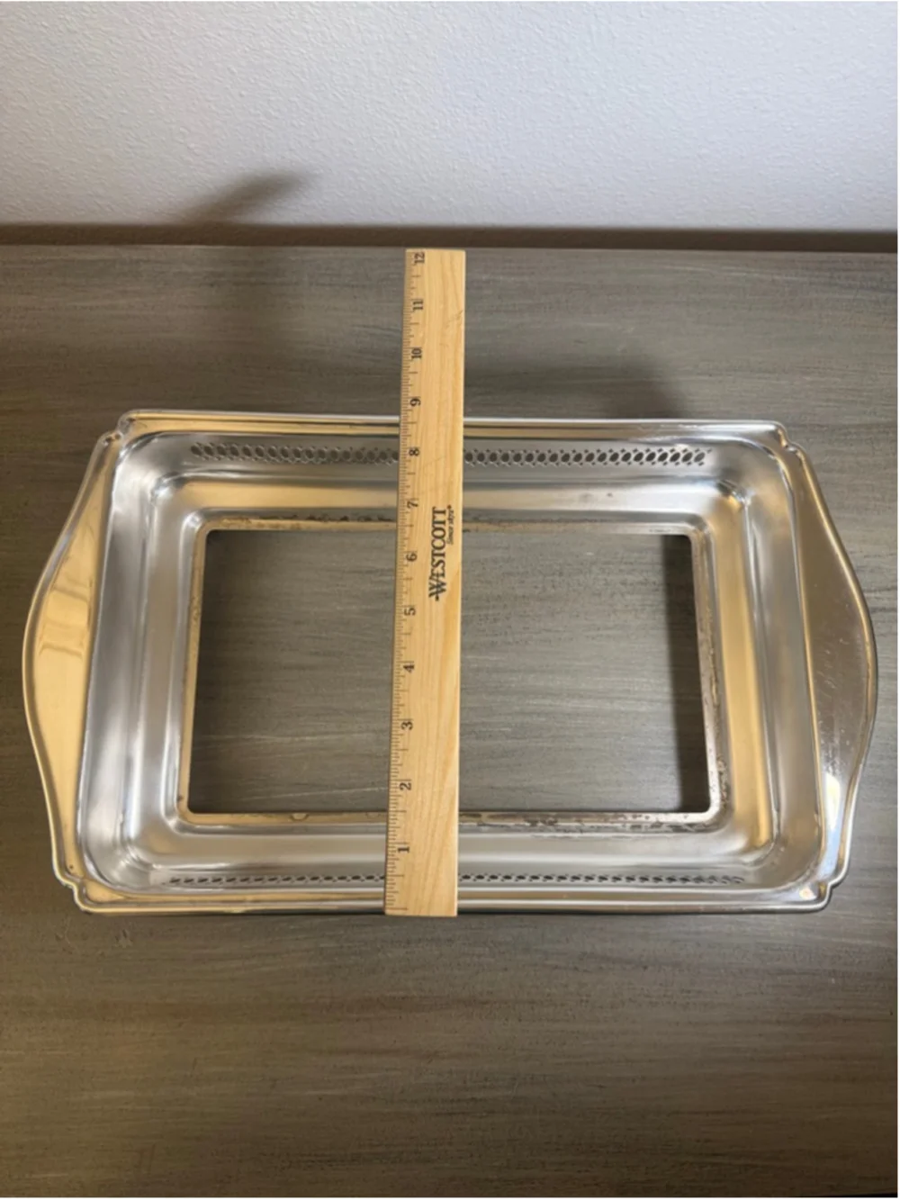 Vintage Silverplate Casserole Holder Tray Pierced Gallery Footed Fits Pyrex Dish